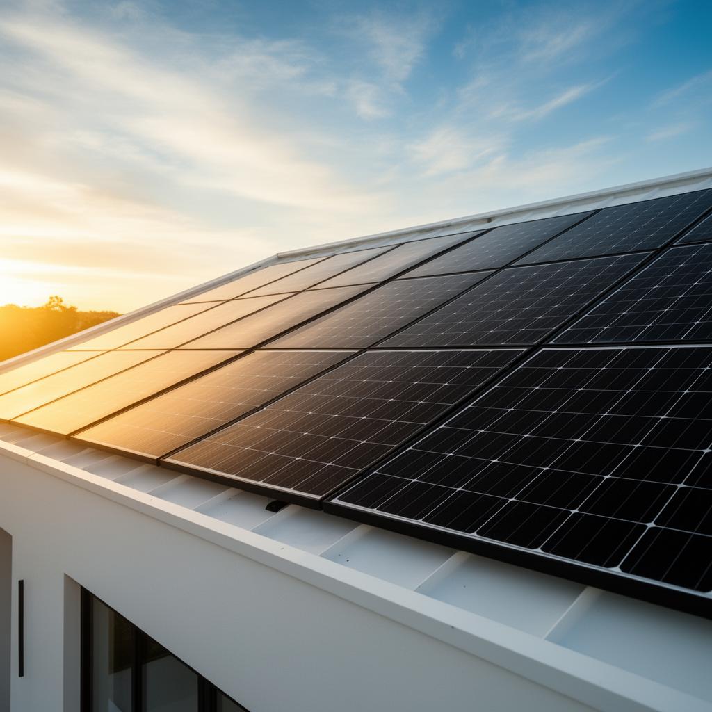 Instalação premium de painéis solares em telhado residencial